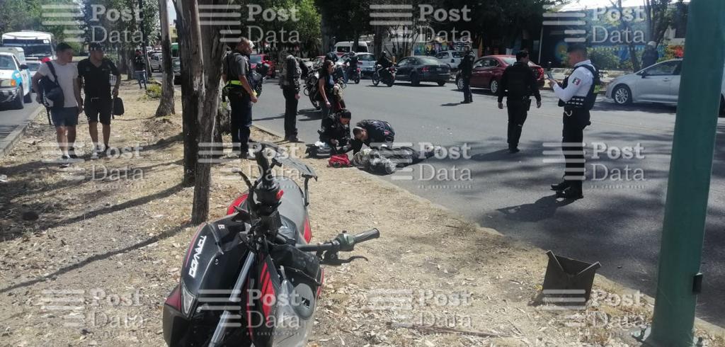 Motociclista se sube a camellón y choca contra un árbol, al poniente de Morelia