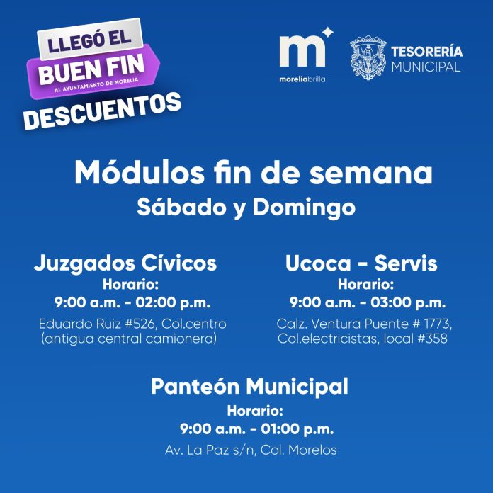 Ayuntamiento de Morelia extiende los descuentos a finales de diciembre