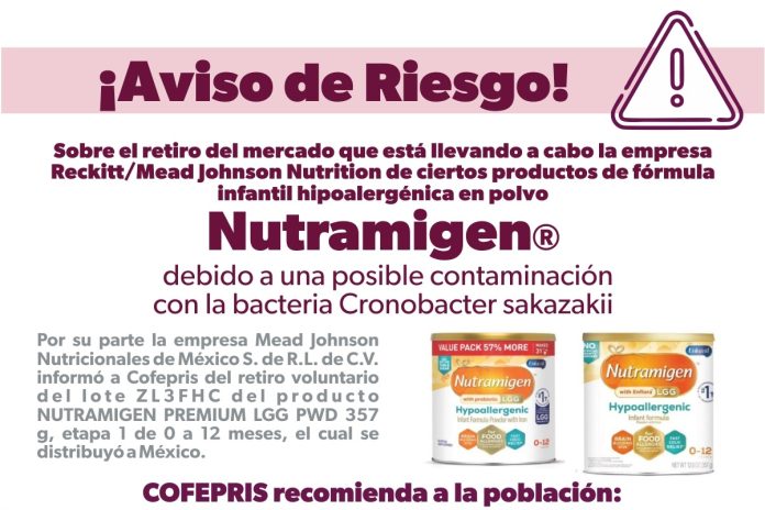 Alerta Coepris por fórmula láctea contaminada