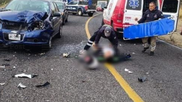 Motociclista queda herido al chocar contra auto en la Morelia-Maravatío