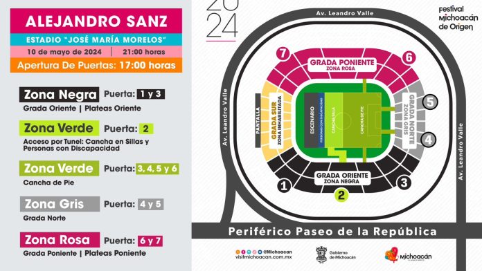 Aquí te decimos cómo ubicar tu zona para el concierto de Alejandro Sanz en el Estadio Morelos