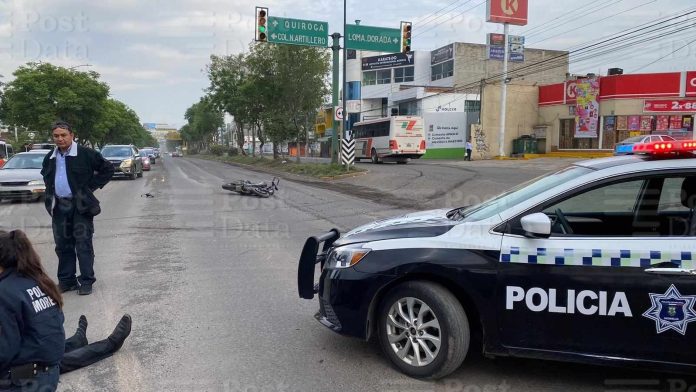 Motociclista es impactado por auto en la Av. Madero Poniente de Morelia