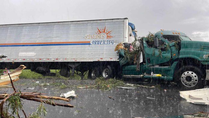 Árbol cae sobre tráiler en la Pátzcuaro-Morelia