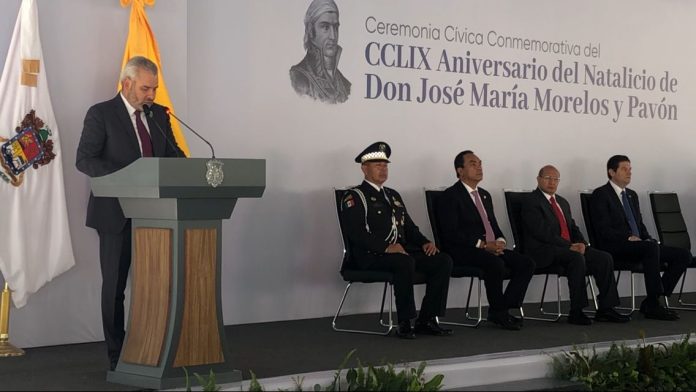 Morelos, pero también Sheinbaum y AMLO, en el discurso del gobernador por el natalicio del 'Generalísimo'