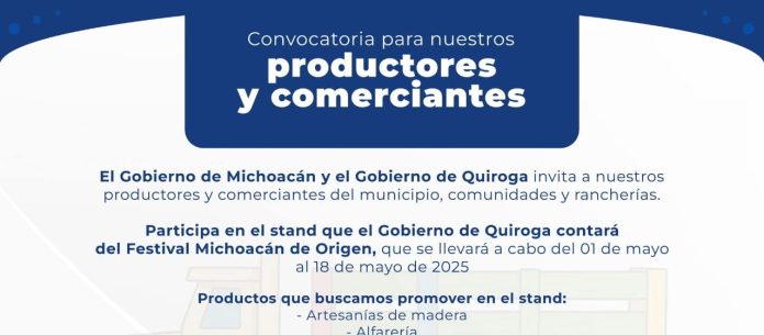 Quiroga estará presente en el Festival Michoacán de Origen 2025