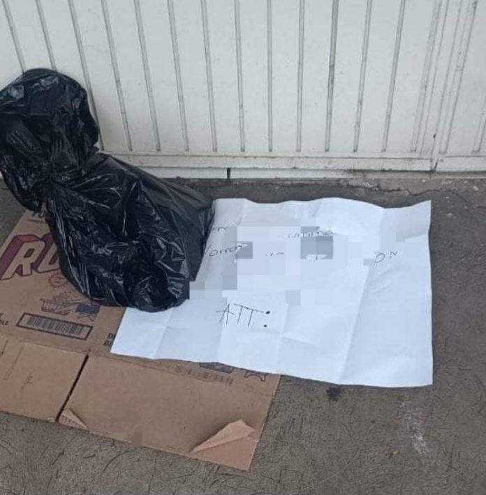 Abandonan cabeza de cerdo con cartulina, frente a escuela de Uruapan Abandonan cabeza de cerdo con cartulina, frente a escuela de Uruapan