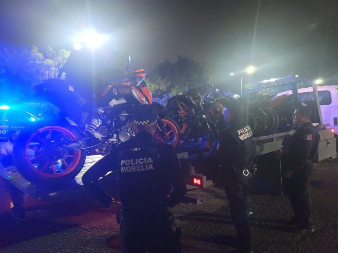 Policía Morelia asegura 18 motocicletas durante rodada clandestina