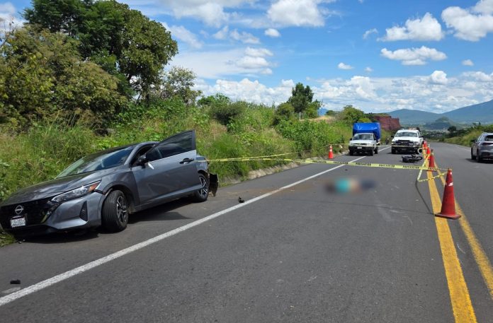 Motociclista muere tras aparatoso accidente, en la carretera Jacona – Los Reyes