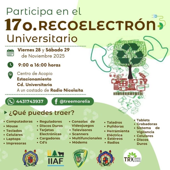 28 y 29 de noviembre se llevará a cabo el Recoelectrón Universitario 28 y 29 de noviembre se llevará a cabo el Recoelectrón Universitario